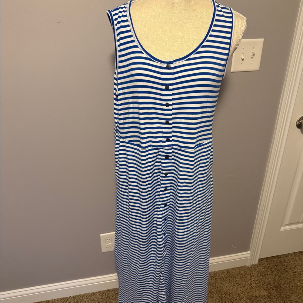 Torrid Blue and White Striped Sleeveless Dress